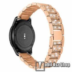 Okosóra szíj - ARANY - rozsdamentes acél, strassz köves, 22mm széles, 160 mm hosszú - HUAWEI Watch GT / HUAWEI Watch Magic / Watch GT 2 46mm / Honor MagicWatch 2 46mm kép