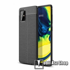 OTT! LEATHER SERIES szilikon védő tok / bőrhatású hátlap - FEKETE - ERŐS VÉDELEM! - SAMSUNG Galaxy A71 (SM-A715F) kép
