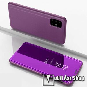 Notesz / flip tok - LILA - oldalra nyíló áttetsző tükrös flip cover, asztali tartó funkció, műanyag belső - SAMSUNG SM-A715F Galaxy A71 kép