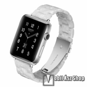 Okosóra műanyag szíj - GYÖNGYHÁZ FEHÉR - pillangó csat - 165mm hosszú, 22mm széles - SAMSUNG Galaxy Watch 46mm / Huawei Watch GT 2 46mm / Gear S3 Frontier / Honor MagicWatch 2 46mm kép