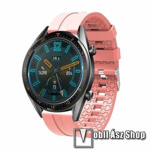 Okosóra szíj - környezetbarát szilikon - RÓZSASZÍN - 120 + 90mm hosszú, 22mm széles - SAMSUNG Galaxy Watch 46mm / SAMSUNG Gear S3 Classic / SAMSUNG Gear S3 Frontier kép