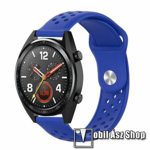 Okosóra szíj - légáteresztő, sportoláshoz, szilikon - 110mm + 90mm hosszú, 20mm széles - VILÁGOSKÉK - SAMSUNG Galaxy Watch 42mm / Xiaomi Amazfit GTS / SAMSUNG Gear S2 / HUAWEI Watch GT 2 42mm / Galaxy Watch Active / Active 2 kép