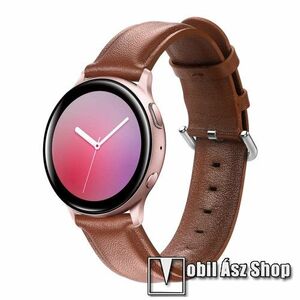 Valódi bőr okosóra szíj - BARNA - 75mm + 119mm hosszú, 20mm széles, max 220mm-es csuklóra - SAMSUNG Galaxy Watch 42mm / Xiaomi Amazfit GTS / SAMSUNG Gear S2 / HUAWEI Watch GT 2 42mm / Galaxy Watch Active / Active 2 kép