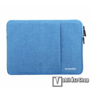 HAWEEL Tablet / Laptop UNIVERZÁLIS tok / táska - KÉK - Szövet, bársony belső, 2 különálló zsebbel, ütődésálló, vízálló - ERŐS VÉDELEM! - 15"-os készülékekig használható, Külső méret: 370 x 265 x 20mm, Belső méret: 360 x 255 x 20mm kép