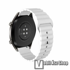 Okosóra loop szilikon szíj - FEHÉR - 85mm+120mm hosszú, 22mm széles - SAMSUNG Galaxy Watch 46mm / Watch GT2 46mm / Watch GT 2e / Gear S3 Frontier / Honor MagicWatch 2 46mm kép