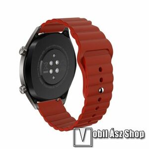 Okosóra loop szilikon szíj - BORDÓ - 85mm+120mm hosszú, 22mm széles - SAMSUNG Galaxy Watch 46mm / Watch GT2 46mm / Watch GT 2e / Gear S3 Frontier / Honor MagicWatch 2 46mm kép