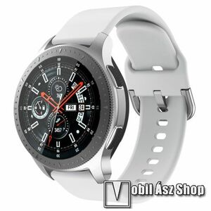 Okosóra szíj - szilikon - FEHÉR - 116mm + 83mm hosszú, 22mm széles, 130mm-től 205mm-es méretű csuklóig ajánlott - SAMSUNG Galaxy Watch 46mm / SAMSUNG Gear S3 Classic / SAMSUNG Gear S3 Frontier kép