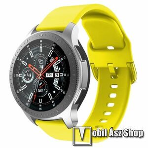 Okosóra szíj - szilikon - CITROMSÁRGA - 116mm + 83mm hosszú, 22mm széles, 130mm-től 205mm-es méretű csuklóig ajánlott - SAMSUNG Galaxy Watch 46mm / SAMSUNG Gear S3 Classic / SAMSUNG Gear S3 Frontier kép