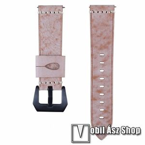 Okosóra szíj - BARNA - valódi bőr - 109 + 95mm hosszú, 22mm széles, 160-200mm-es csuklóig ajánlott - SAMSUNG Galaxy Watch 46mm / SAMSUNG Gear S3 Classic / Gear S3 Frontier / Honor MagicWatch 2 46mm kép