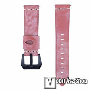 Okosóra szíj - PIROS - valódi bőr - 109 + 95mm hosszú, 22mm széles, 160-200mm-es csuklóig ajánlott - SAMSUNG Galaxy Watch 46mm / SAMSUNG Gear S3 Classic / Gear S3 Frontier / Honor MagicWatch 2 46mm kép