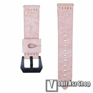 Okosóra szíj - RÓZSASZÍN - valódi bőr - 109 + 95mm hosszú, 22mm széles, 160-200mm-es csuklóig ajánlott - SAMSUNG Galaxy Watch 46mm / SAMSUNG Gear S3 Classic / Gear S3 Frontier / Honor MagicWatch 2 46mm kép