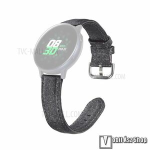 Okosóra szíj - FEKETE - PU bőr, 120mm+80mm hosszú, 22mm széles - SAMSUNG Galaxy Watch 46mm / HUAWEI Watch GT 2e / Watch GT 2 46mm / SAMSUNG Gear S3 Frontier kép
