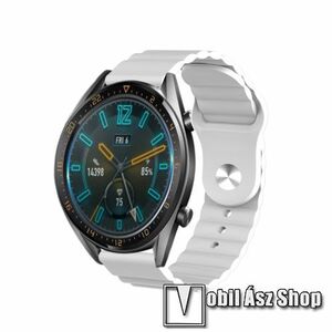 Okosóra loop szilikon szíj - FEHÉR - 109mm+95mm hosszú, 22mm széles, 160-220mm csuklóméretig ajánlott - SAMSUNG Galaxy Watch 46mm / Watch GT2 46mm / Watch GT 2e / Gear S3 Frontier / Honor MagicWatch 2 46mm kép