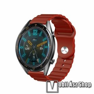 Okosóra loop szilikon szíj - BORDÓ - 109mm+95mm hosszú, 22mm széles, 160-220mm csuklóméretig ajánlott - SAMSUNG Galaxy Watch 46mm / Watch GT2 46mm / Watch GT 2e / Gear S3 Frontier / Honor MagicWatch 2 46mm kép