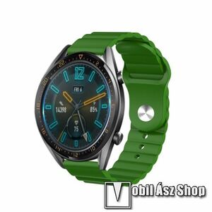 Okosóra loop szilikon szíj - ZÖLD - 109mm+95mm hosszú, 22mm széles, 160-220mm csuklóméretig ajánlott - SAMSUNG Galaxy Watch 46mm / Watch GT2 46mm / Watch GT 2e / Gear S3 Frontier / Honor MagicWatch 2 46mm kép