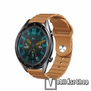 Okosóra loop szilikon szíj - KHAKI - 109mm+95mm hosszú, 22mm széles, 160-220mm csuklóméretig ajánlott - SAMSUNG Galaxy Watch 46mm / Watch GT2 46mm / Watch GT 2e / Gear S3 Frontier / Honor MagicWatch 2 46mm kép