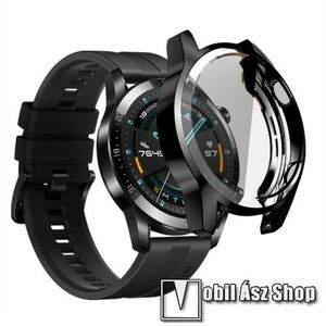 Okosóra szilikon védő tok / keret - FEKETE - Szilikon előlapvédő is - HUAWEI Watch GT 2 46mm kép