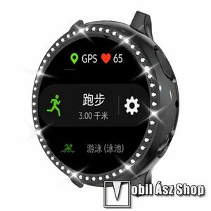 Okosóra műanyag védő tok / keret - FEKETE - Strassz kővel díszített - SAMSUNG Galaxy Watch Active2 40mm kép