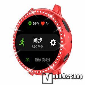 Okosóra műanyag védő tok / keret - PIROS - Strassz kővel díszített - SAMSUNG Galaxy Watch Active2 44mm kép