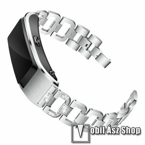 Fém okosóra szíj - strasszkővel díszített - EZÜST - HUAWEI TalkBand B5 kép
