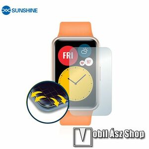 Huawei Watch Fit, Fit Elegant Edition, Sunshine Hydrogel TPU okosóra képernyővédő fólia, Ultra Clear, Önregeneráló!, 1db kép