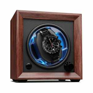 Klarstein Brienz 1, órafelhúzó, 1 óra, 4 üzemmód, fa megjelenés, kék belső világítás kép