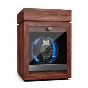 Klarstein Brienz 1, órafelhúzó, 1 óra, 4 üzemmód, fa megjelenés, kék belső világítás kép