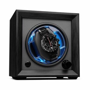 Klarstein Brienz 1, órafelhúzó, 1 óra, 4 üzemmód, fa megjelenés, kék belső világítás kép