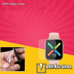 Oppo Watch 41mm, TPU okosóra képernyővédő fólia, 1db, Clear, törlőkendővel kép