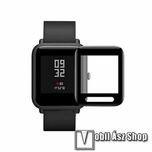 RURIHAI okosóra előlap védő karcálló flexibilis edzett üveg - 1db, 0, 2mm, 9H, 3D, A teljes felületén tapad! - A TELJES ELŐLAPOT VÉDI! - FEKETE - Xiaomi Amazfit Bip / Bip S - GYÁRI kép