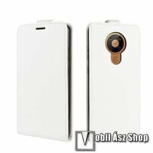 SLIM FLIP tok - FEHÉR - lefelé nyíló, rejtett mágneses záródás, szilikon belső, bankkártya tartó, előlapi hangszóró nyílás - NOKIA 5.3 kép