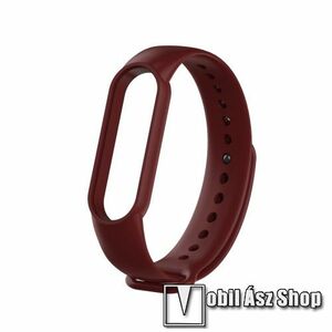 Okosóra szíj - BORDÓ - szilikon, 260mm hosszú, 135mm-től 235mm-es méretű csuklóig ajánlott - Xiaomi Mi Band 5 / Mi Band 6 / Mi Band 7 / Amazfit Band 5 kép