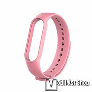Okosóra szíj - RÓZSASZÍN - szilikon, 260mm hosszú, 135mm-től 235mm-es méretű csuklóig ajánlott - Xiaomi Mi Band 5 / Mi Band 6 / Mi Band 7 / Amazfit Band 5 kép