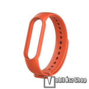 Okosóra szíj - NARANCSSÁRGA - szilikon, 260mm hosszú, 135mm-től 235mm-es méretű csuklóig ajánlott - Xiaomi Mi Band 5 / Mi Band 6 / Mi Band 7 / Amazfit Band 5 kép