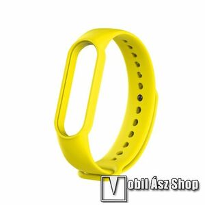 Okosóra szíj - CITROMSÁRGA - szilikon, 260mm hosszú, 135mm-től 235mm-es méretű csuklóig ajánlott - Xiaomi Mi Band 5 / Mi Band 6 / Mi Band 7 / Amazfit Band 5 kép