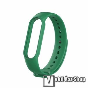 Okosóra szíj - MÉREGZÖLD - szilikon, 260mm hosszú, 135mm-től 235mm-es méretű csuklóig ajánlott - Xiaomi Mi Band 5 / Mi Band 6 / Mi Band 7 / Amazfit Band 5 kép