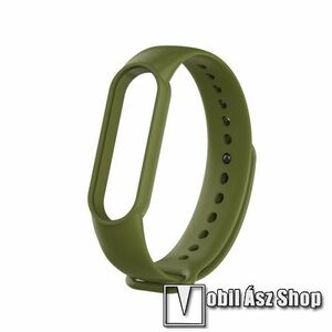 Okosóra szíj - KEKI ZÖLD - szilikon, 260mm hosszú, 135mm-től 235mm-es méretű csuklóig ajánlott - Xiaomi Mi Band 5 / Mi Band 6 / Mi Band 7 / Amazfit Band 5 kép