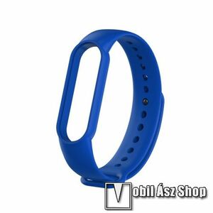 Okosóra szíj - SÖTÉTKÉK - szilikon, 260mm hosszú, 135mm-től 235mm-es méretű csuklóig ajánlott - Xiaomi Mi Band 5 / Mi Band 6 / Mi Band 7 / Amazfit Band 5 kép