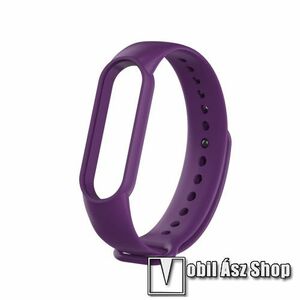 Okosóra szíj - SÖTÉTLILA - szilikon, 260mm hosszú, 135mm-től 235mm-es méretű csuklóig ajánlott - Xiaomi Mi Band 5 / Mi Band 6 / Mi Band 7 / Amazfit Band 5 kép