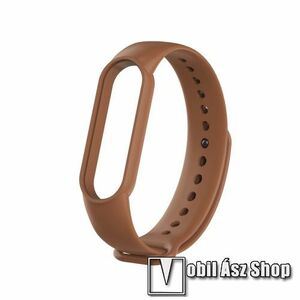 Okosóra szíj - BARNA - szilikon, 260mm hosszú, 135mm-től 235mm-es méretű csuklóig ajánlott - Xiaomi Mi Band 5 / Mi Band 6 / Mi Band 7 / Amazfit Band 5 kép