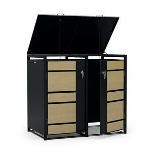 Blumfeldt BinSafe, szemétkosár tároló doboz, 2 szemétkosár, 240 l, zárható, időjárásálló horganyzott acél kép