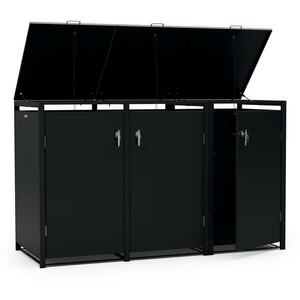 Blumfeldt BinSafe, szemétkosár tároló doboz, 3 szemétkosár, 240 l, zárható, időjárásálló horganyzott acél kép