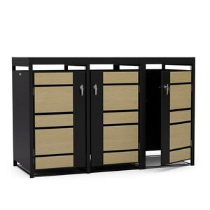 Blumfeldt BinSafe, szemétkosár tároló doboz, 3 szemétkosár, 240 l, zárható, időjárásálló horganyzott acél, beültethető tető kép