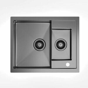 Klarstein TitanSteel konyhai mosogató, 61 x 50 cm, 2 mosogató, rozsdamentes acél, tűzálló kép