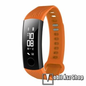 Okosóra szíj - NARANCSSÁRGA - szilikon, Twill mintás - 215mm hosszú, 15mm széles - Huawei Honor Band 3 kép