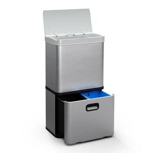 Klarstein Touchless, szenzoros szemétkosár, 56 l, rozsdamentes acélból, 3 kosár, Soft-Close záródás, elemmel működő, LED kijelző, időzítő kép