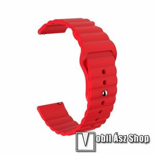 Okosóra loop szilikon szíj - PIROS - 85mm+105mm hosszú, 20mm széles, 160mm-től 220mm-es méretű csuklóig ajánlott - SAMSUNG Galaxy Watch 42mm / Amazfit GTS / HUAWEI Watch GT 2 42mm / Galaxy Watch Active / Active 2 kép