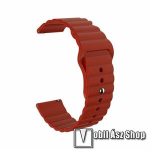Okosóra loop szilikon szíj - BORDÓ - 85mm+105mm hosszú, 20mm széles, 160mm-től 220mm-es méretű csuklóig ajánlott - SAMSUNG Galaxy Watch 42mm / Amazfit GTS / HUAWEI Watch GT 2 42mm / Galaxy Watch Active / Active 2 kép