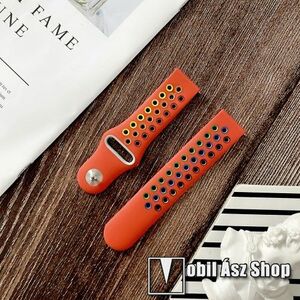 Okosóra szíj - légáteresztő, sportoláshoz, szilikon - 115mm + 95mm hosszú, 20mm széles - NARANCSSÁRGA / SZÍNES - SAMSUNG Galaxy Watch 42mm / Amazfit GTS / HUAWEI Watch GT 2 42mm / Galaxy Watch Active / Active 2 kép