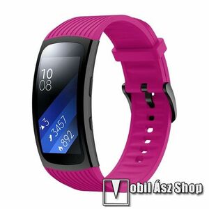 Okosóra szíj - LILA - szilikon, Twill mintás, L-es méret, 70mm+120mm hosszú - SAMSUNG Gear Fit 2 SM-R360 / Samsung Gear Fit 2 Pro SM-R365 kép
